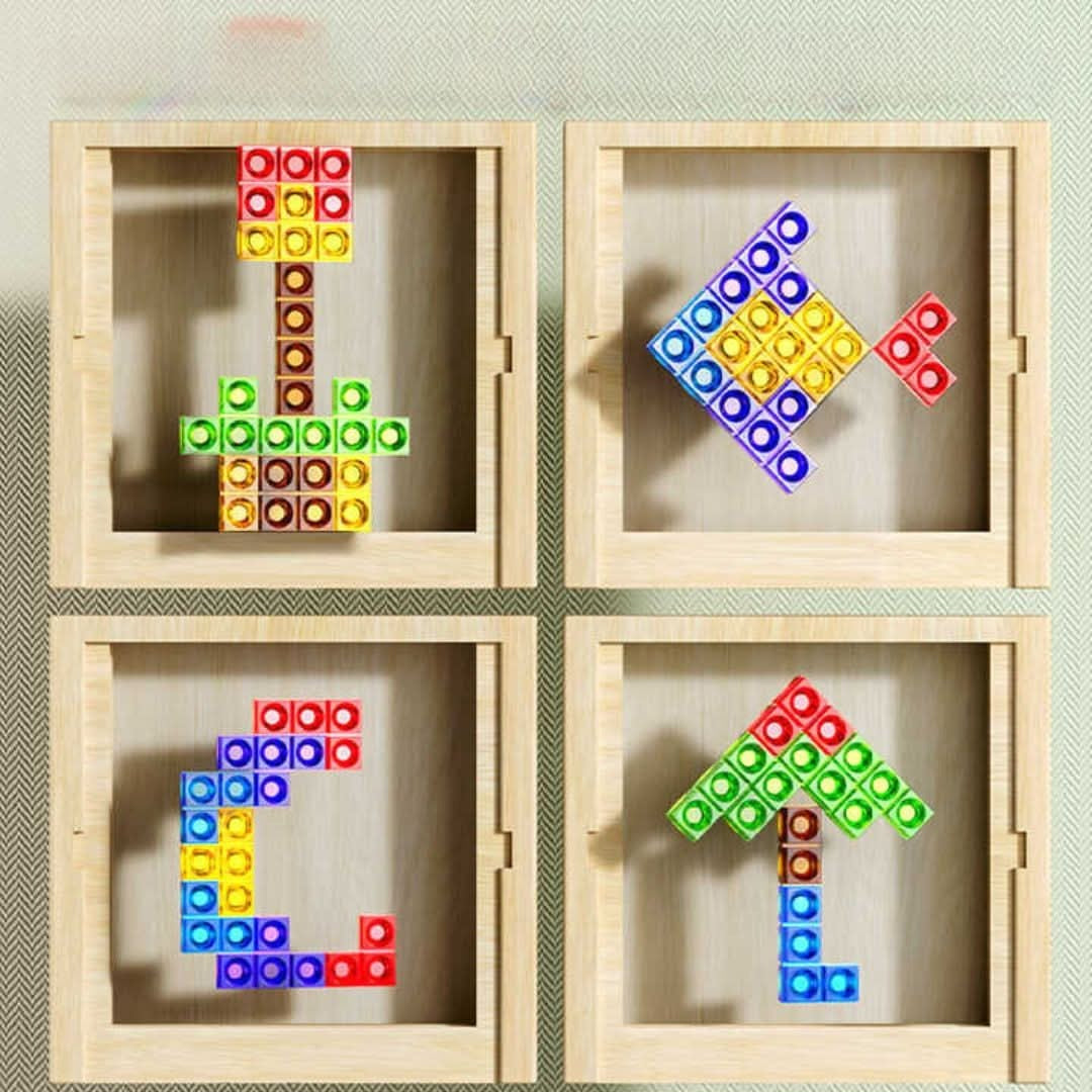 Umweltfreundliches Tetris-Stil Holzbrettspiel – Logik-Herausforderung Set
