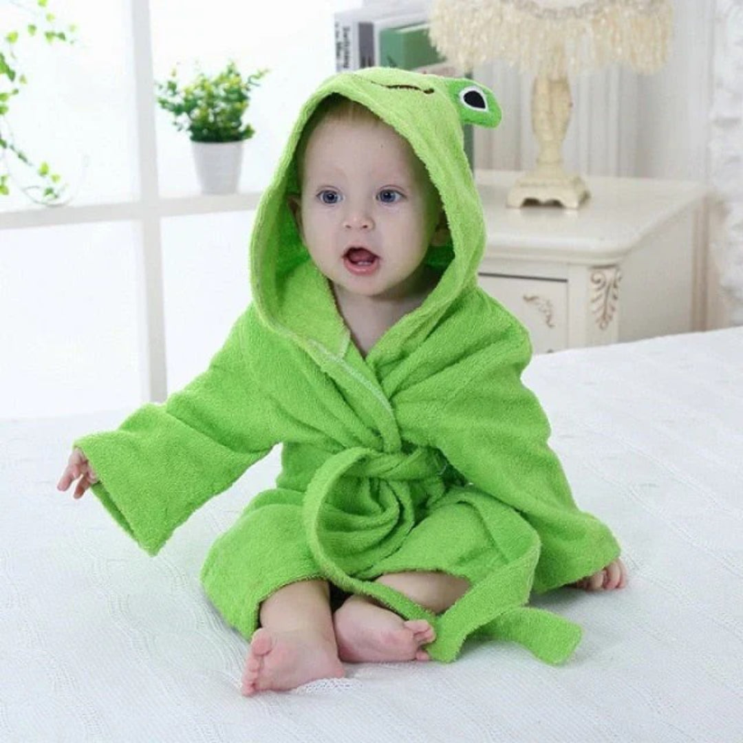 Weicher und saugfähiger Baby-Bademantel mit Tiermotiv