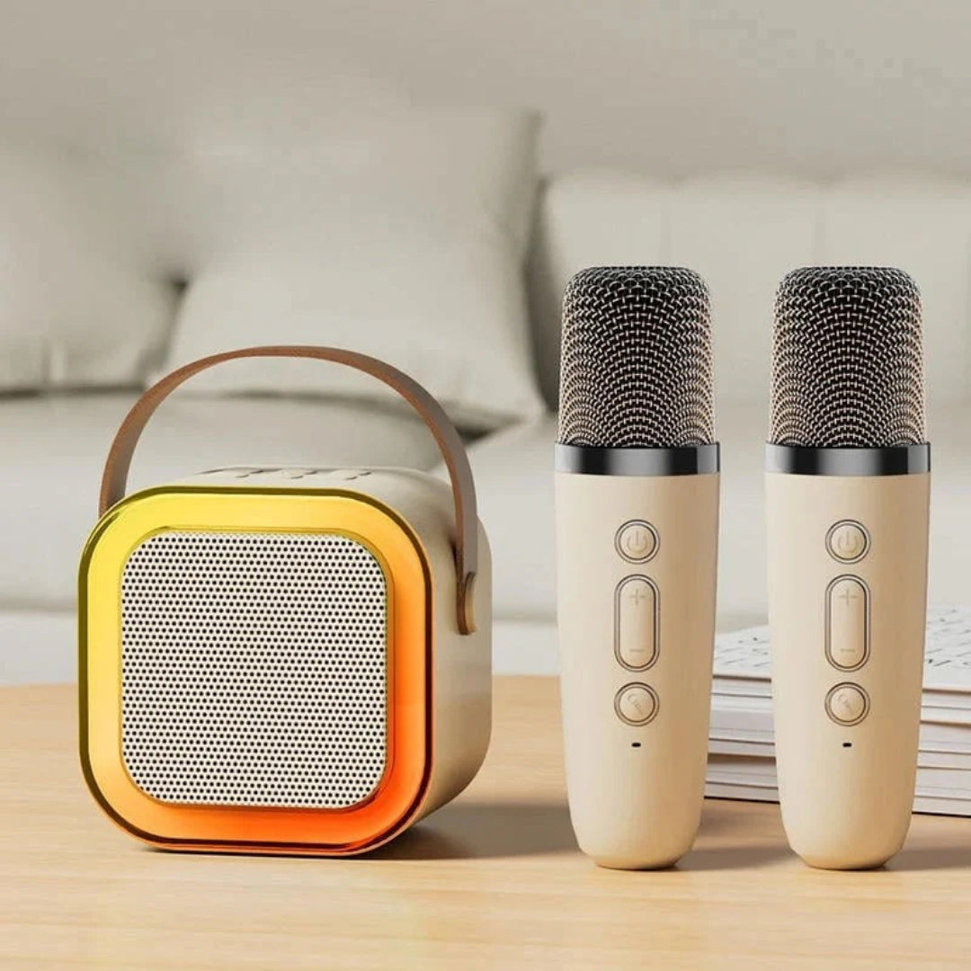 Kompaktes kabelloses Karaoke-System mit Mikrofon und Lautsprecher