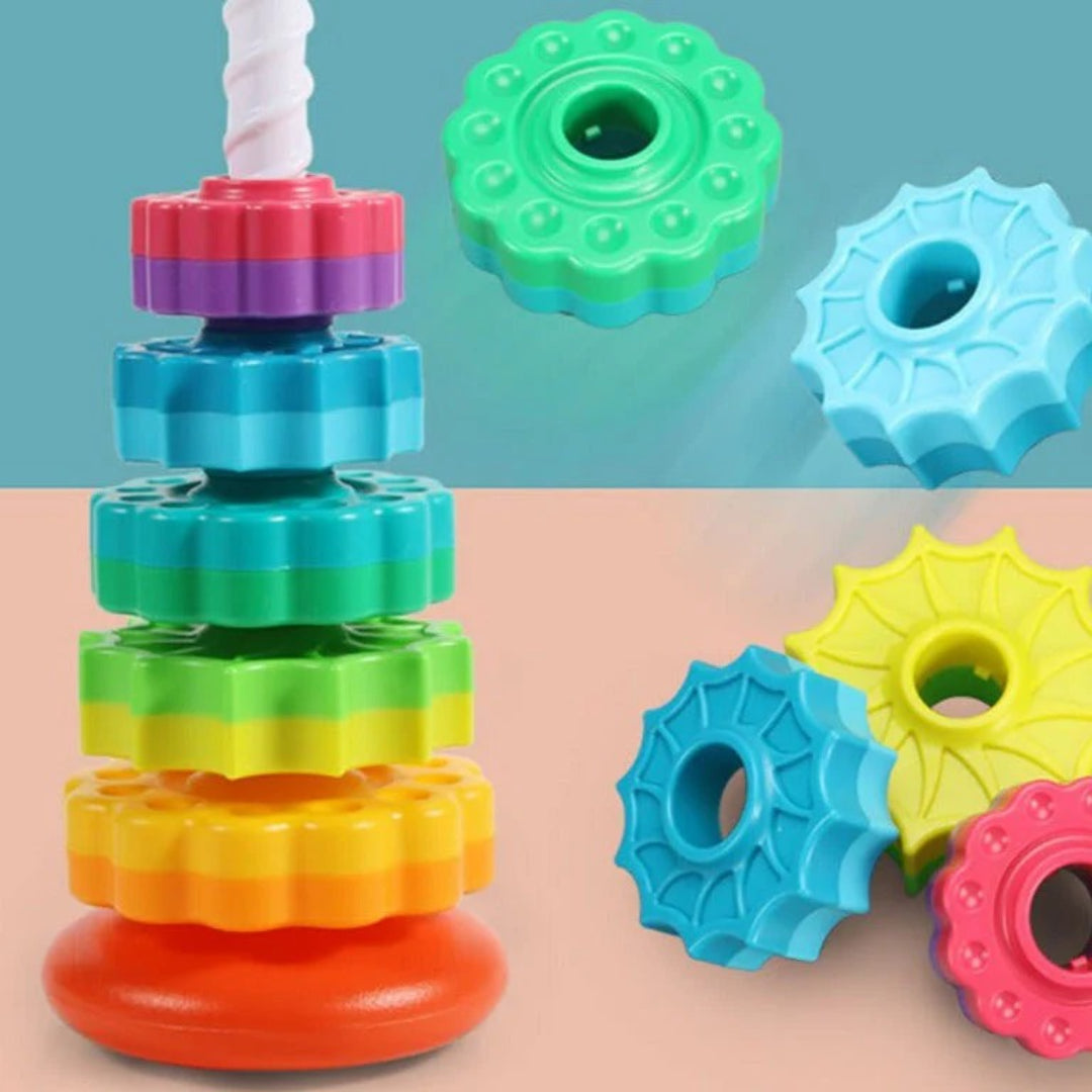 Bunte Bausteine Stapelturm mit drehbarem Design