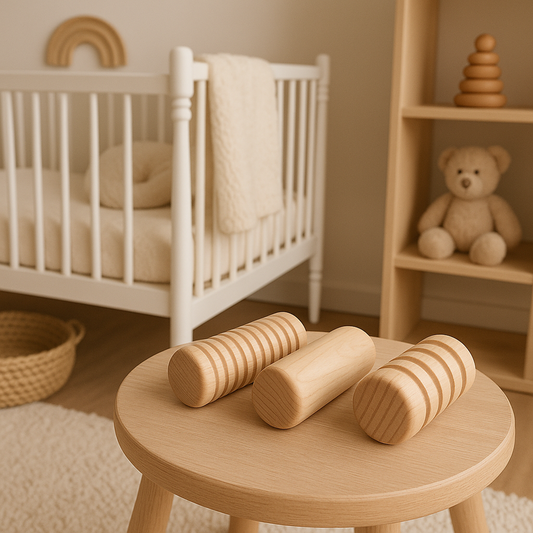 Set mit 3 sensorischen Holzrollen für Kinder