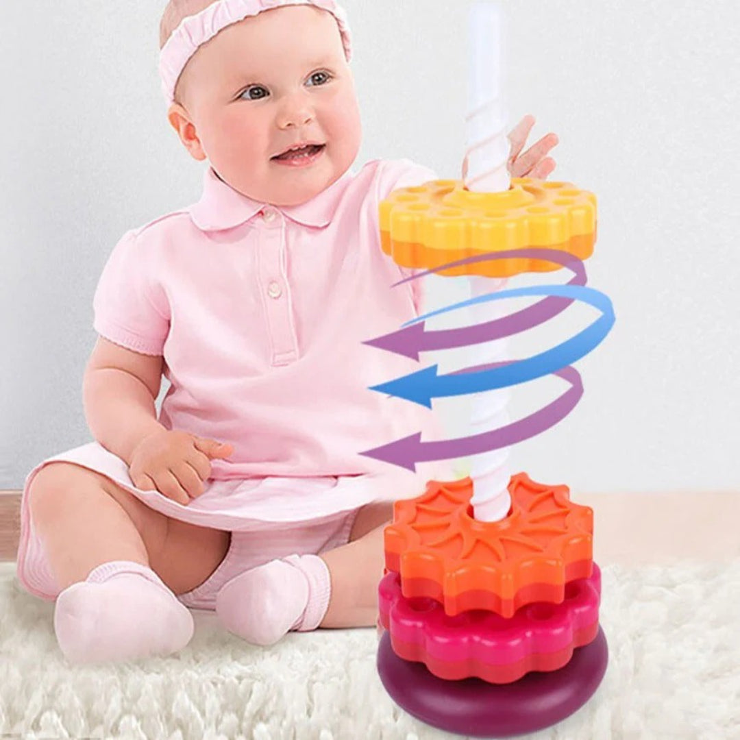 Bunte Bausteine Stapelturm mit drehbarem Design