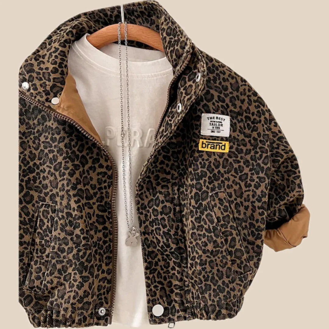 Braune Pantherdruck Baumwolljacke