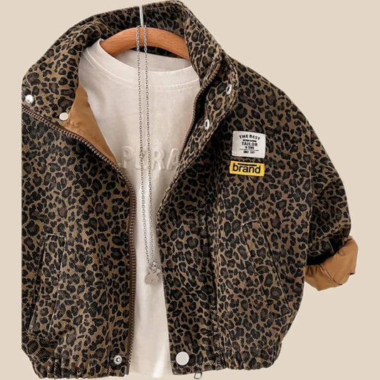 Braune Pantherdruck Baumwolljacke