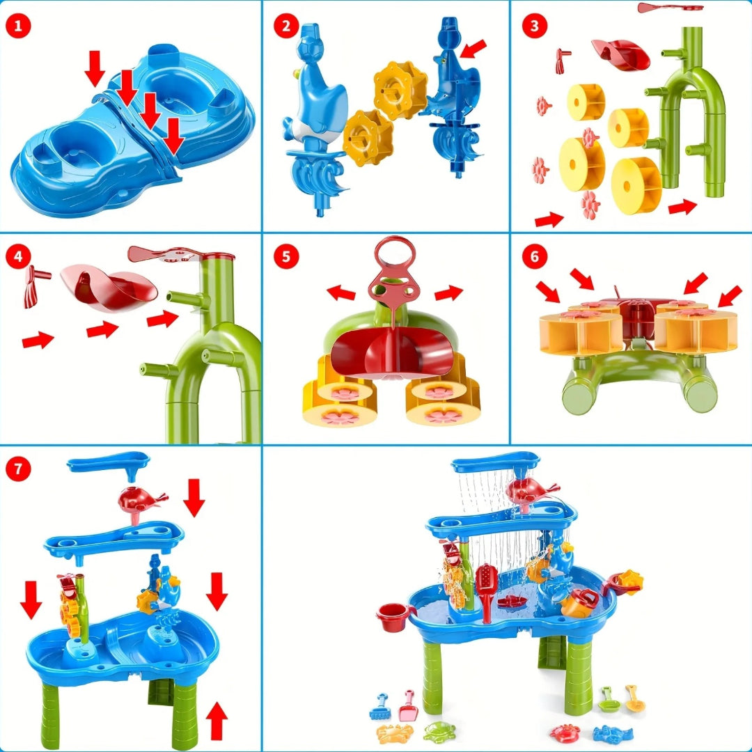 3-stufiger Outdoor-Sinnes-Spieltisch für Sand- und Wasseraktivitäten