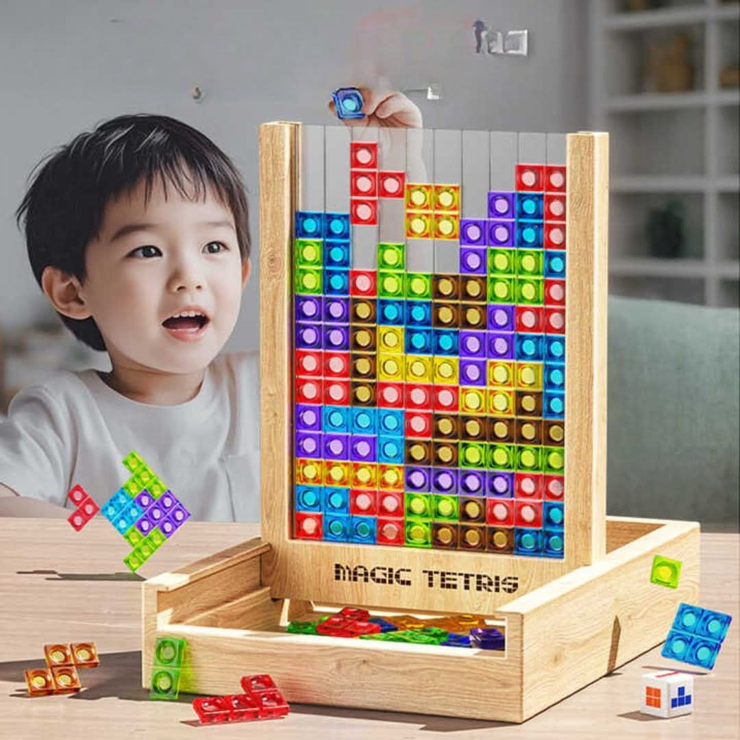 Umweltfreundliches Tetris-Stil Holzbrettspiel – Logik-Herausforderung Set