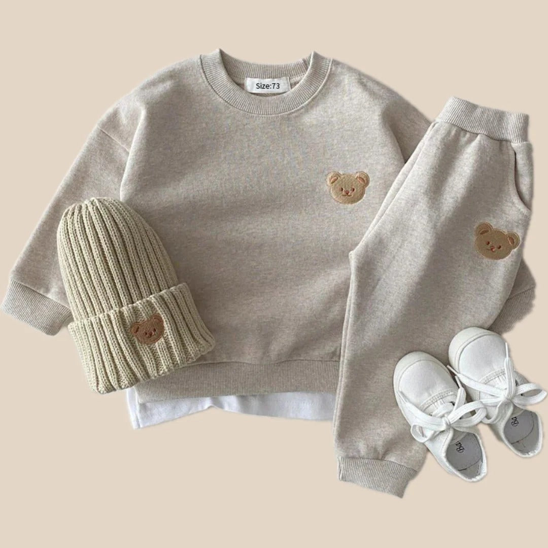 Unisex Zweiteiliger Kindertrainingsanzug mit Bärenmotiv