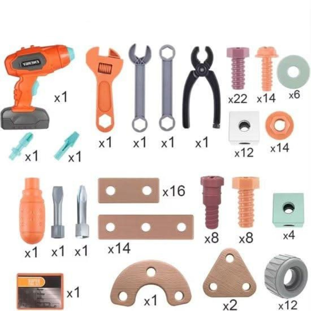 100-teiliges Bauwerkzeug-Set – Fantasievolles Spielzeug zum Bauen