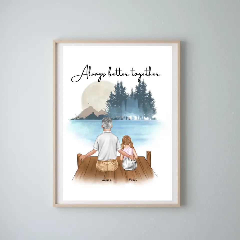 Grandpa with grandchildren - personalized poster