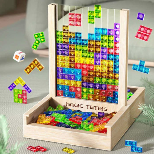 Umweltfreundliches Tetris-Stil Holzbrettspiel – Logik-Herausforderung Set