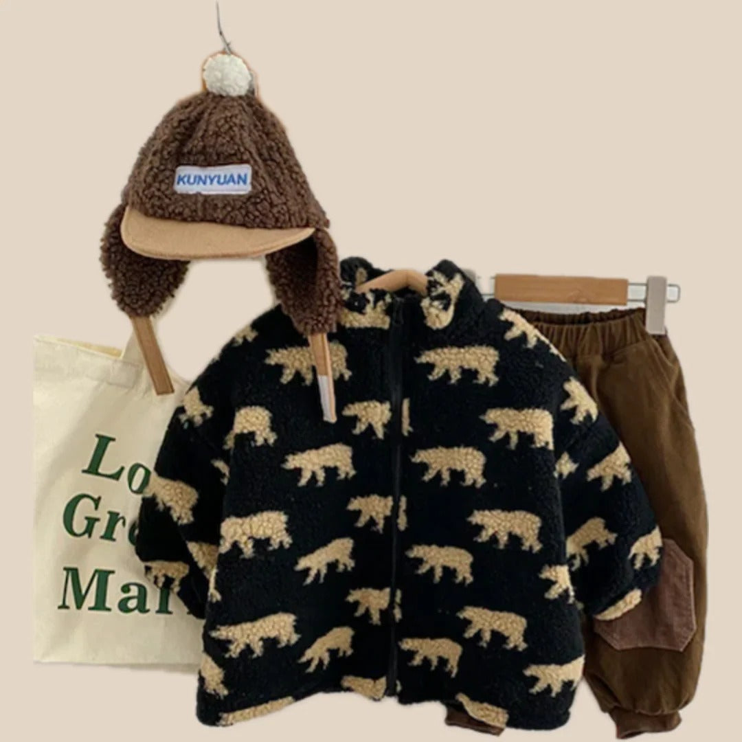 Unisex Fleece-Weste mit Bärenmotiv