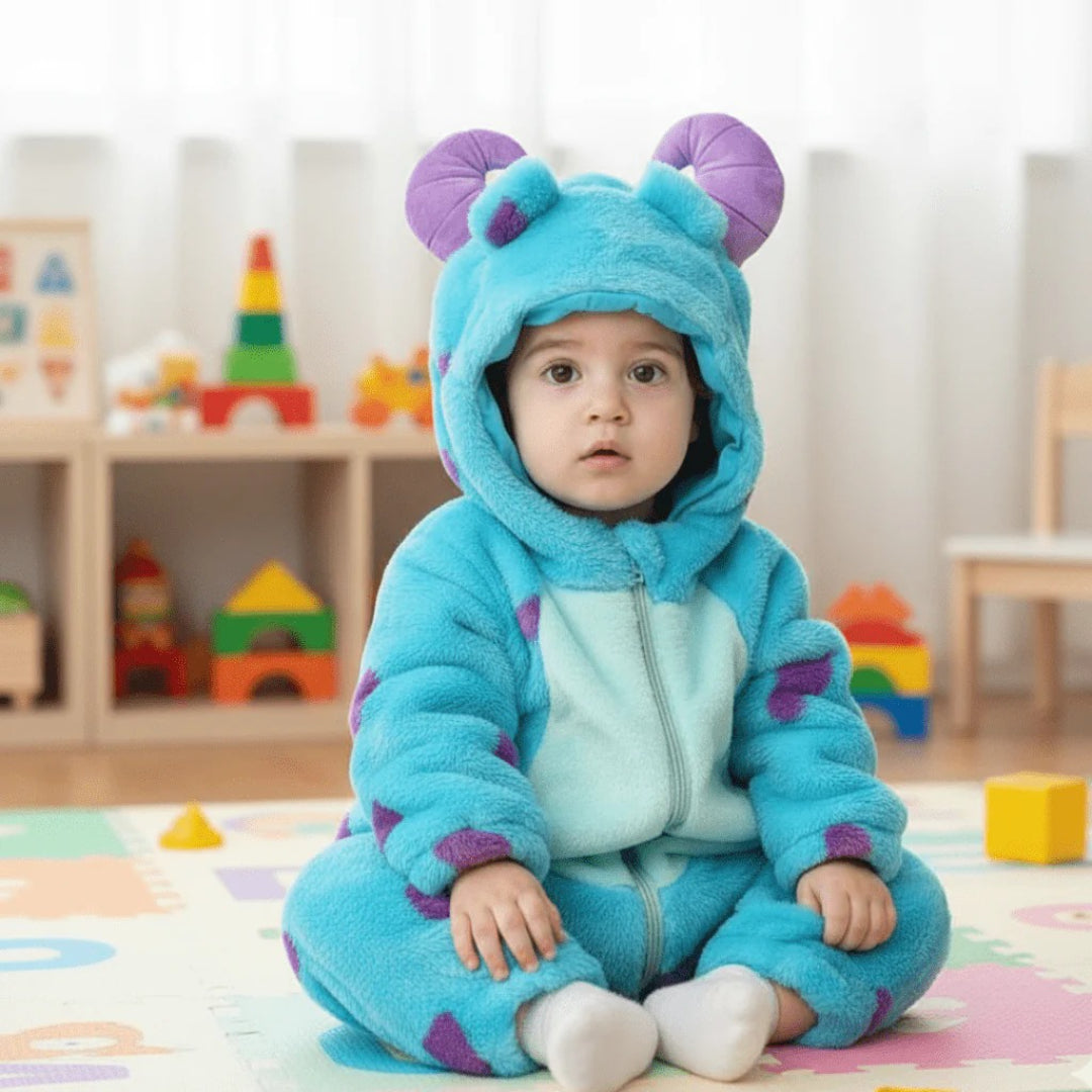 Gemütlicher flauschiger Baby-Schneeanzug - Einteiliges Outfit mit Reißverschluss