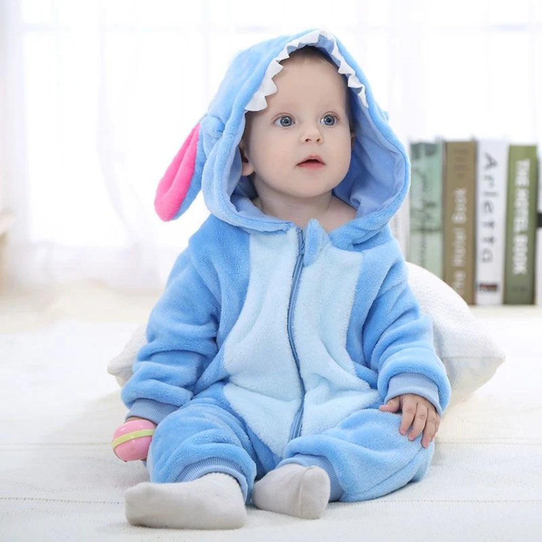 Gemütlicher flauschiger Baby-Schneeanzug - Einteiliges Outfit mit Reißverschluss