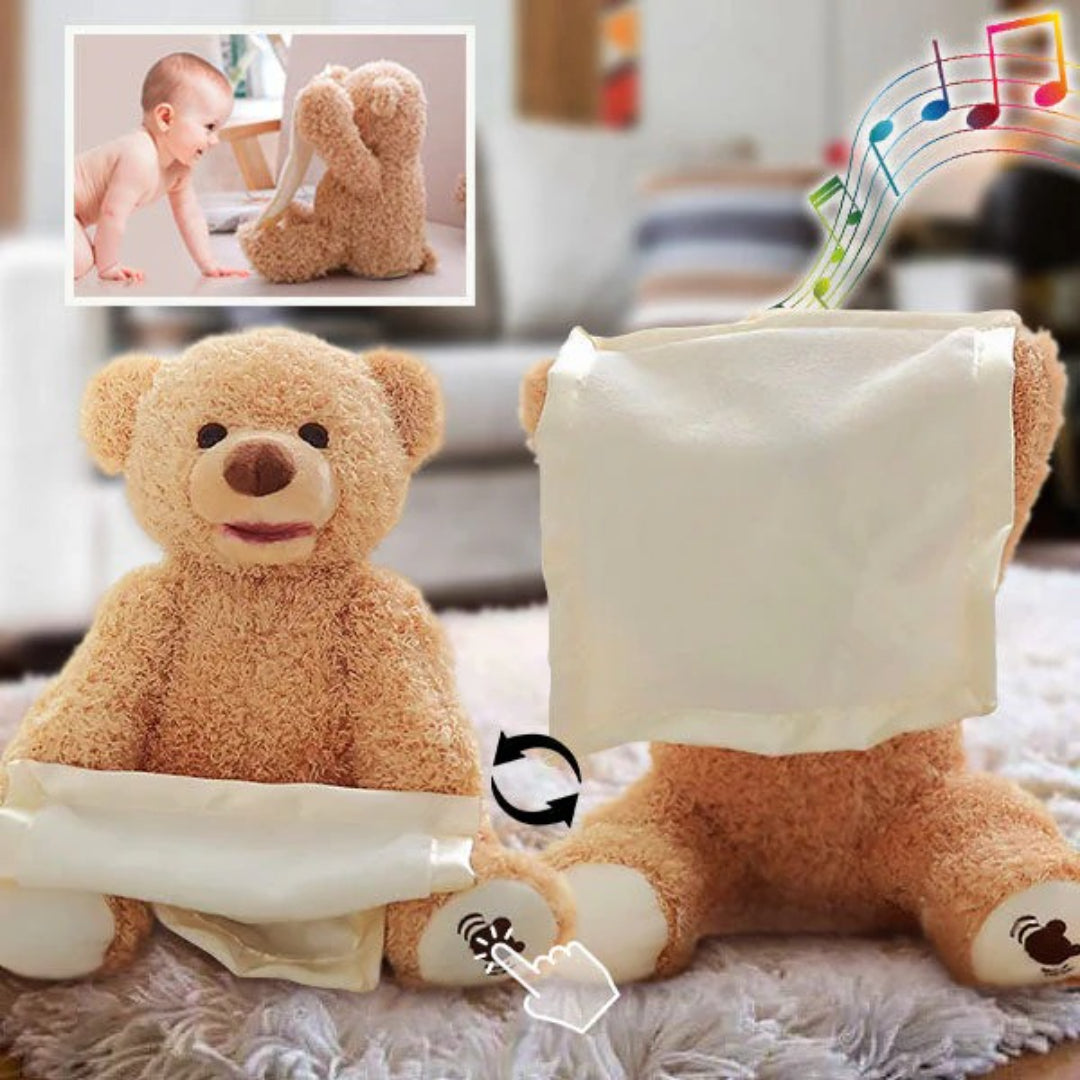 Musikalischer interaktiver Bärenplüschspielzeug für Kinder - Sing- und Peek-a-Boo-Spaß!