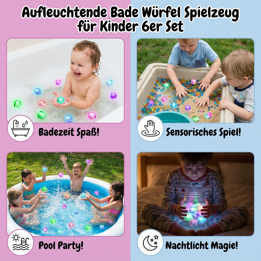 Colorful Bath Dice Toys | Light Up Bath Toys with Magical Glow | Fun Water Play for Kids' Imaginative Adventures 4