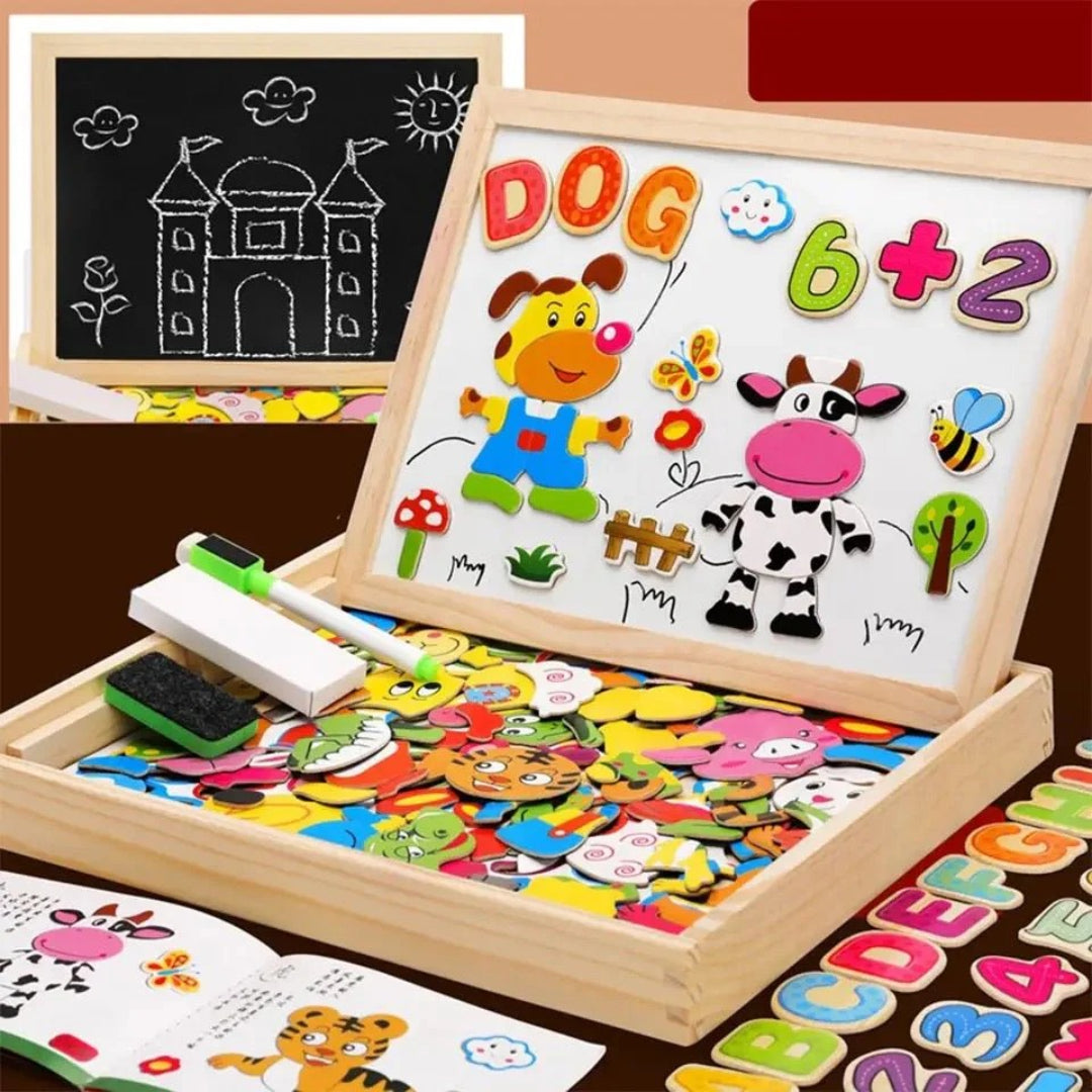 2-in-1 Montessori Zeichentisch – Magnet- & Tafel-Kombination