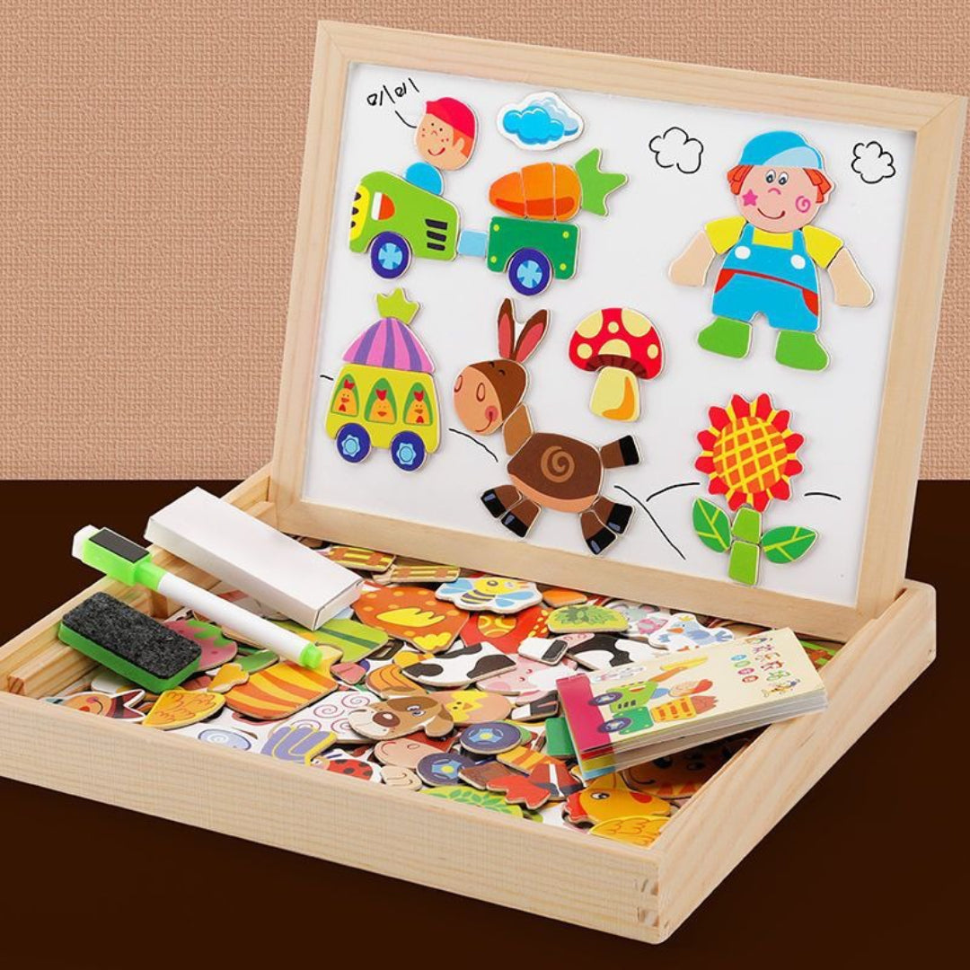 2-in-1 Montessori Zeichentisch – Magnet- & Tafel-Kombination