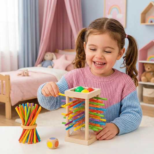 Creative Play | Wooden Toy Ball and Stick Game with Colorful Design | Engaging Skill Development for Kids 0