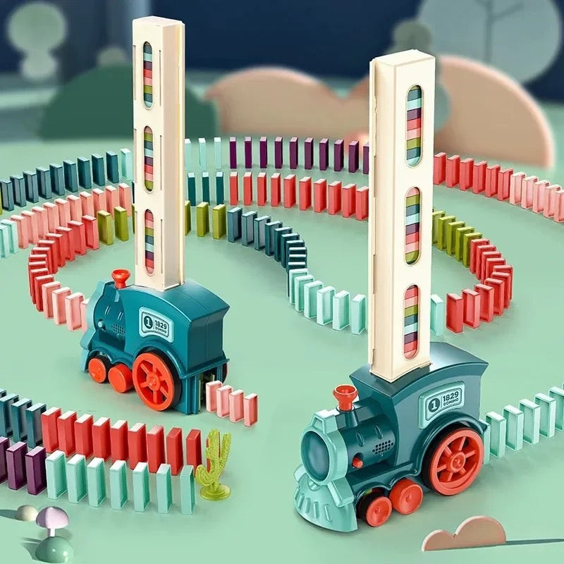 Domino Train | Automatic Tile Laying Toy with Colorful Design | Creative Family Fun for All Ages 7