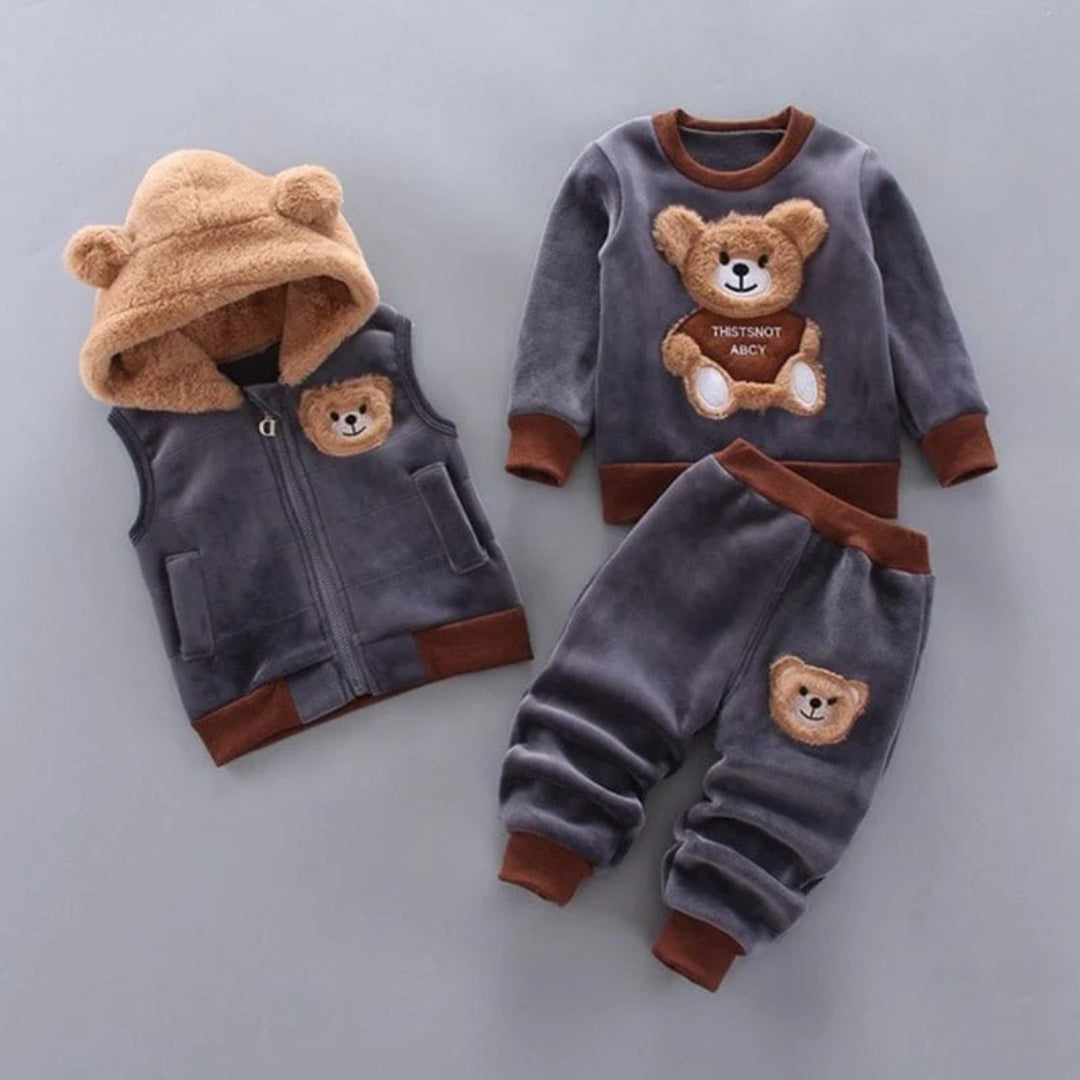 Baby Outfit Set: Bären-Themen Jacke Weste und Hose