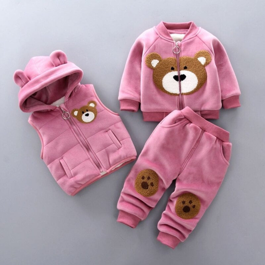 Baby Outfit Set: Bären-Themen Jacke Weste und Hose