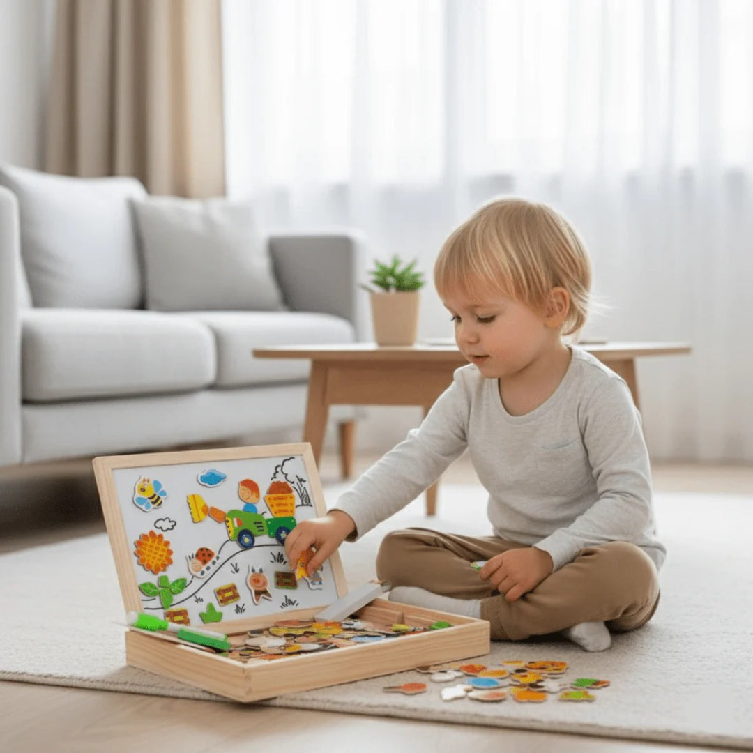 2-in-1 Montessori Zeichentisch – Magnet- & Tafel-Kombination