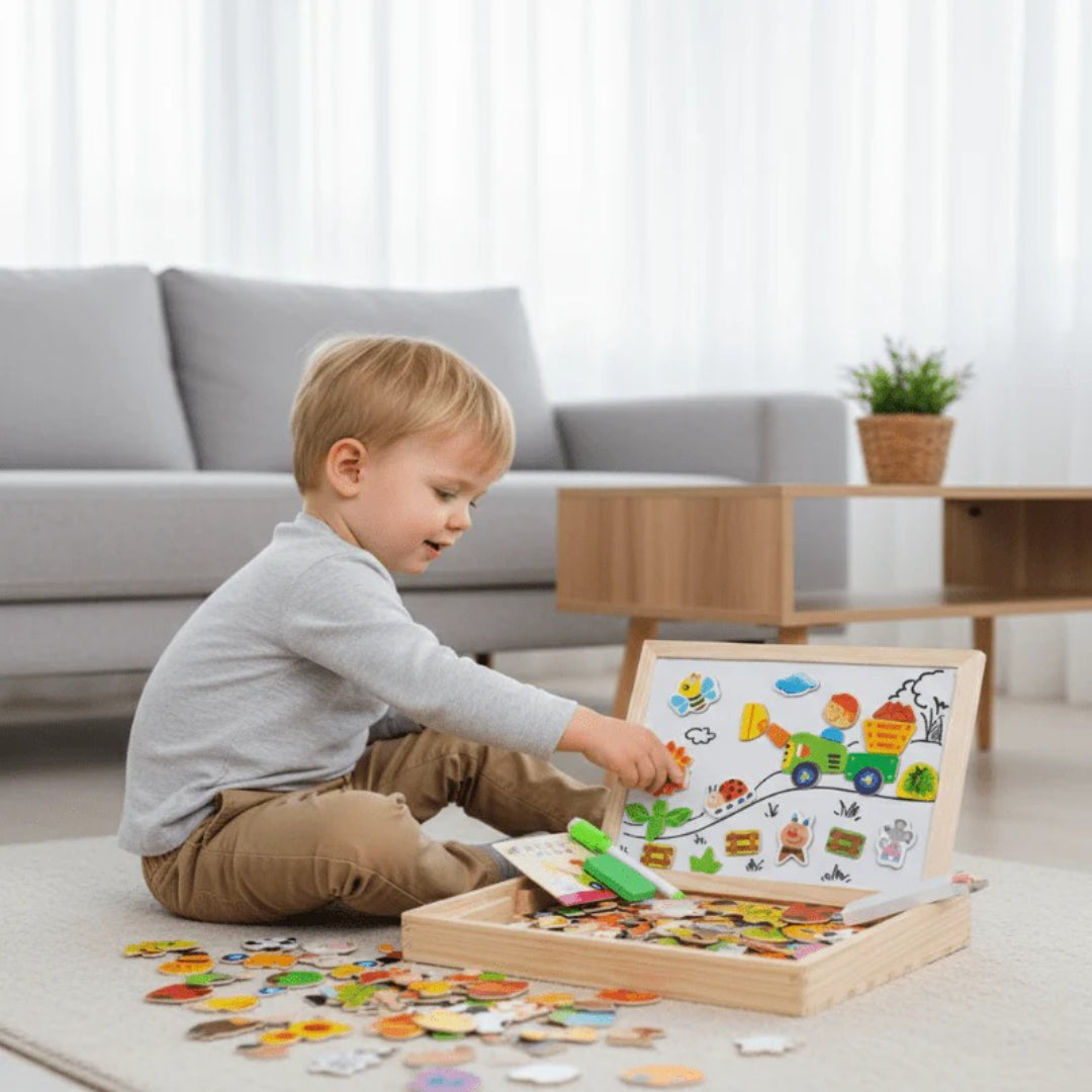 2-in-1 Montessori Zeichentisch – Magnet- & Tafel-Kombination