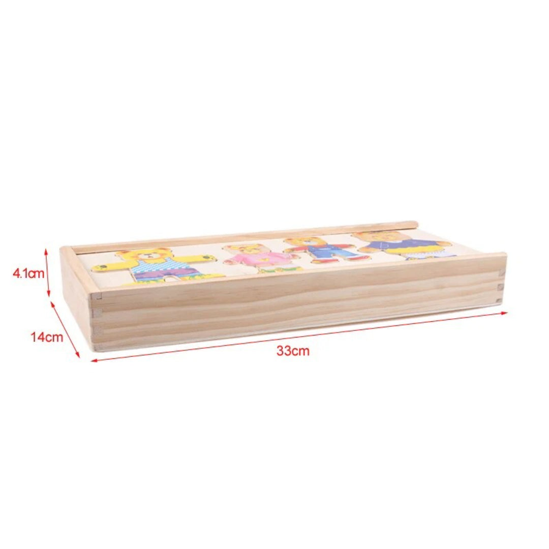 Holzpuzzle zum Ankleiden: Outfit-Matching-Spiel
