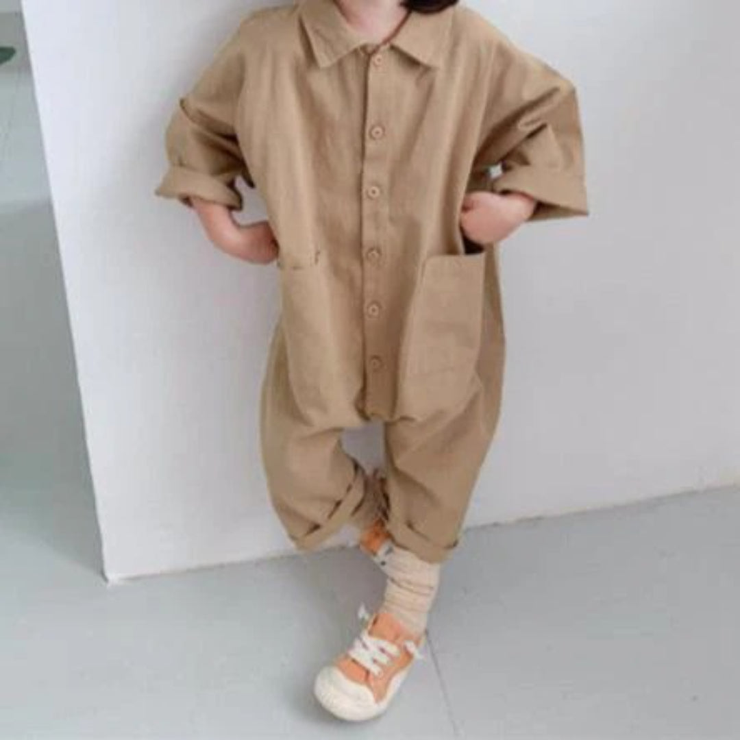Knopf-Front Denim-Latzhose für Kinder