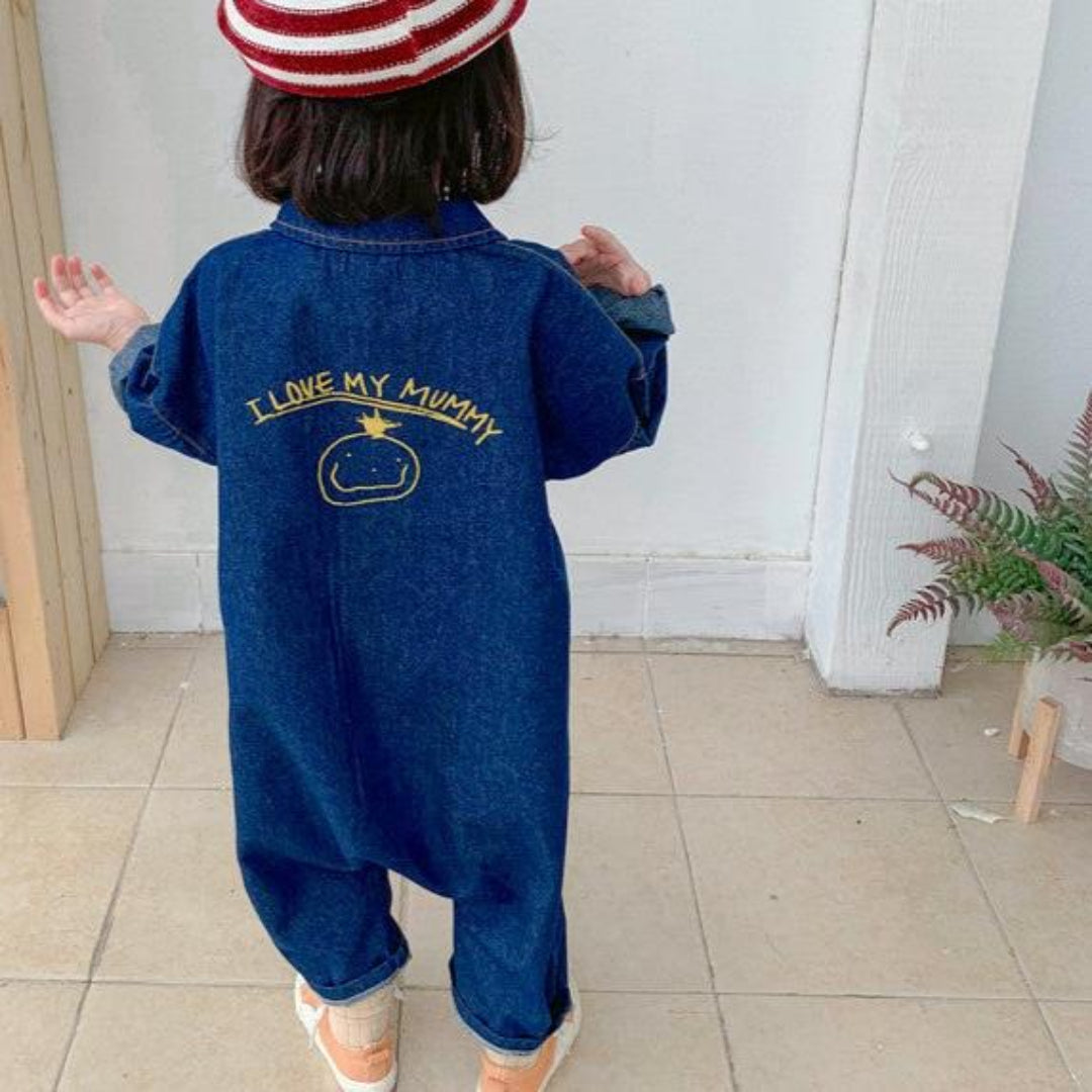 Knopf-Front Denim-Latzhose für Kinder