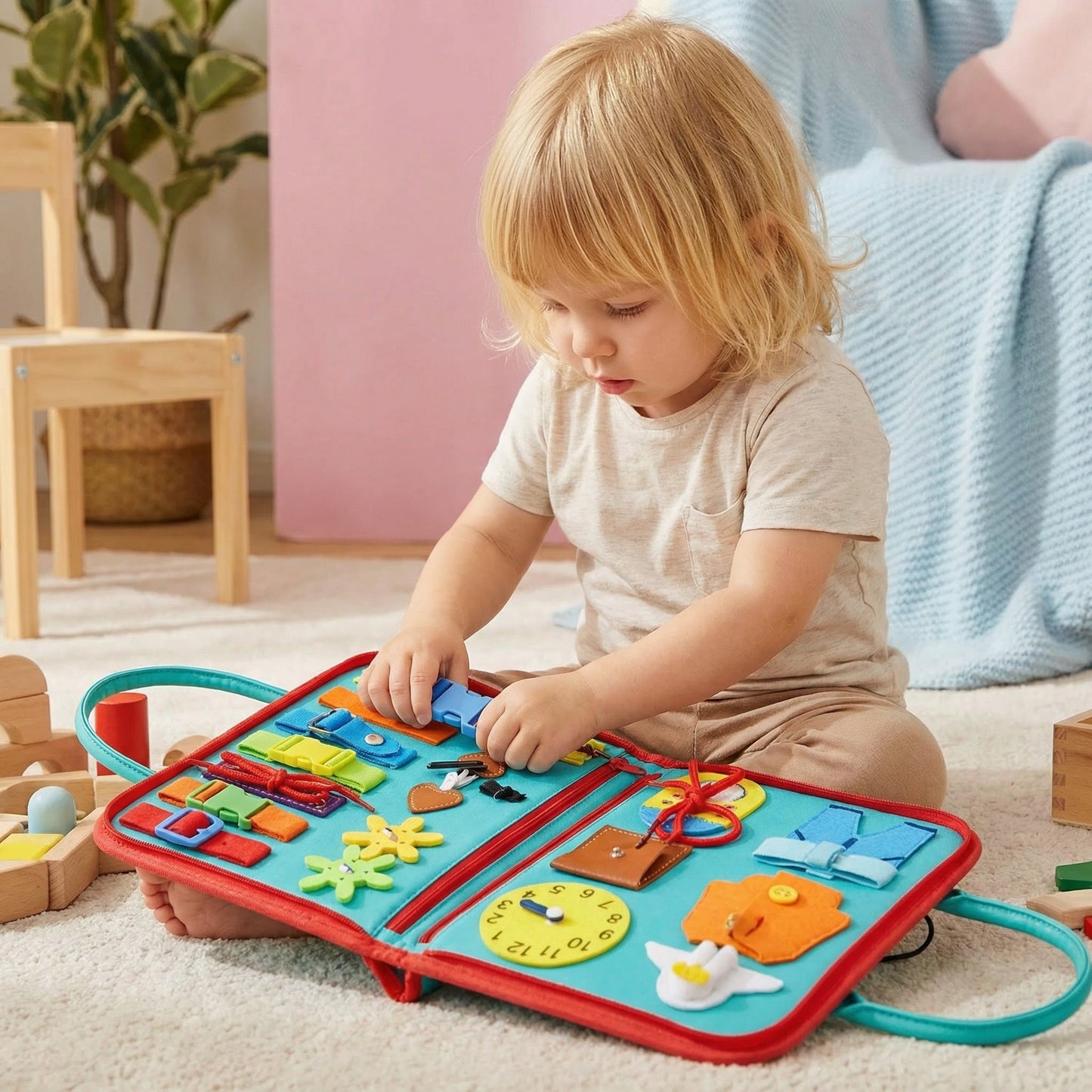 Interactive Learning Book | Montessori Educational Tool with Fine Motor Skills Activities | Portable Resource for Cognitive Development 0