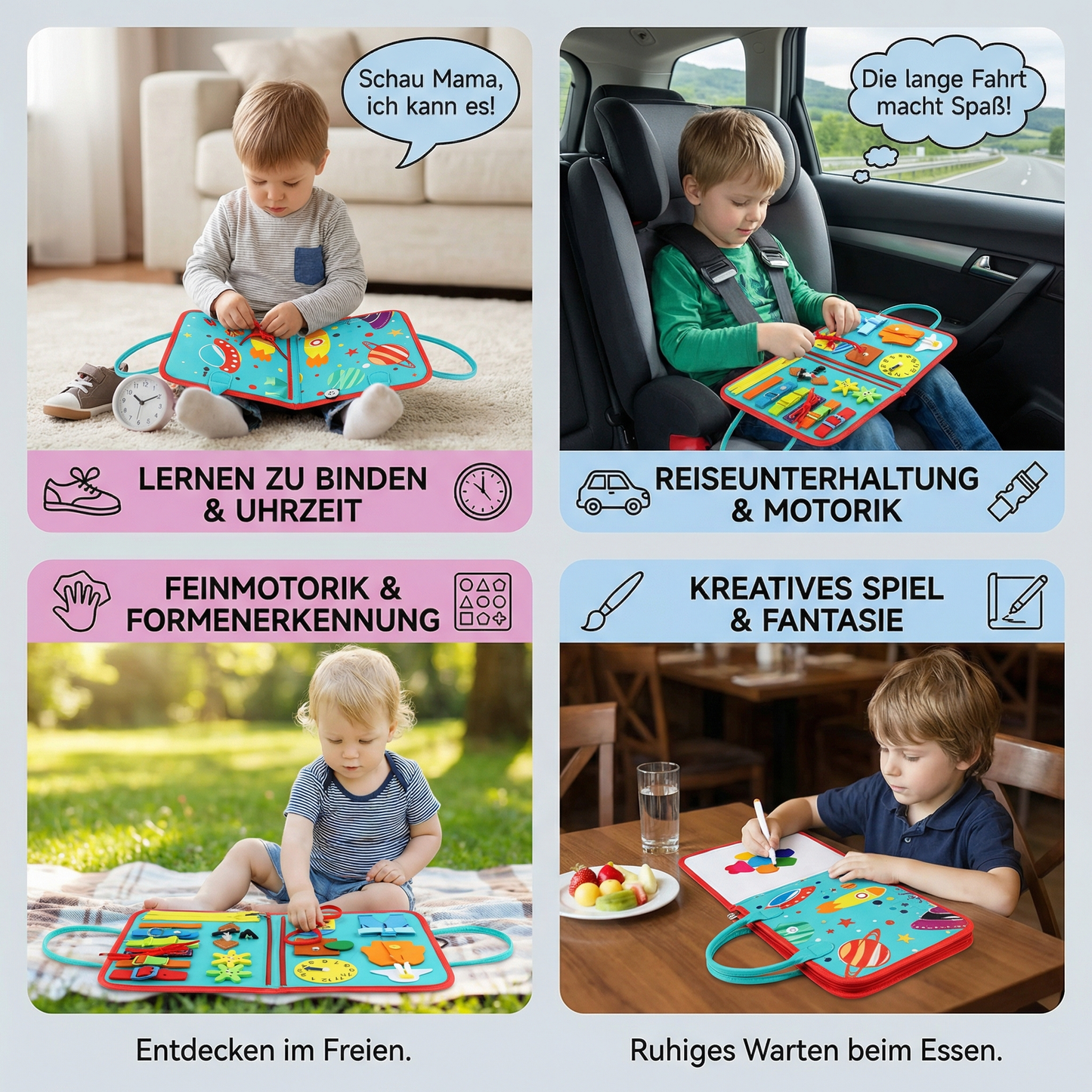 Interactive Learning Book | Montessori Educational Tool with Fine Motor Skills Activities | Portable Resource for Cognitive Development 3