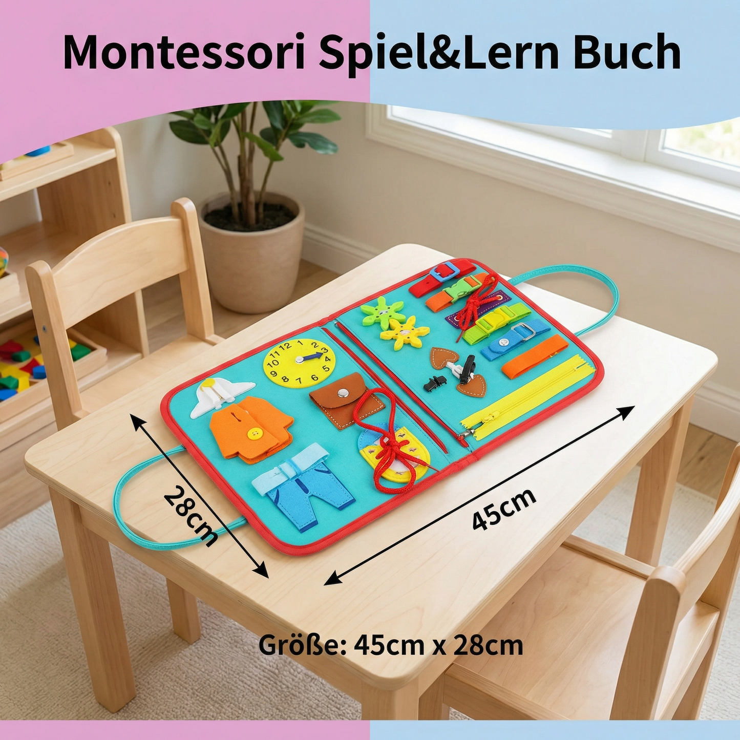 Interactive Learning Book | Montessori Educational Tool with Fine Motor Skills Activities | Portable Resource for Cognitive Development 4
