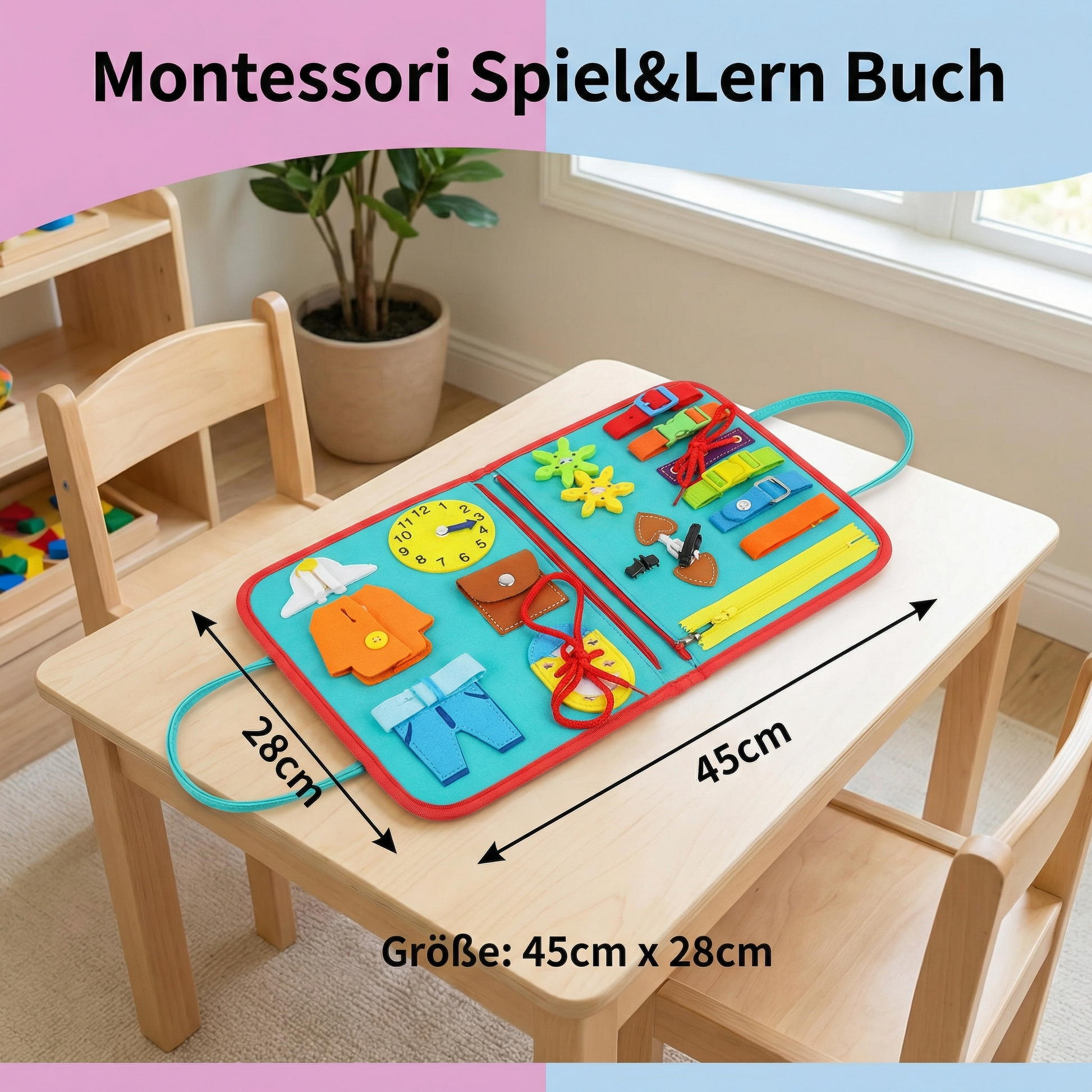 Interactive Learning Book | Montessori Educational Tool with Fine Motor Skills Activities | Portable Resource for Cognitive Development 4
