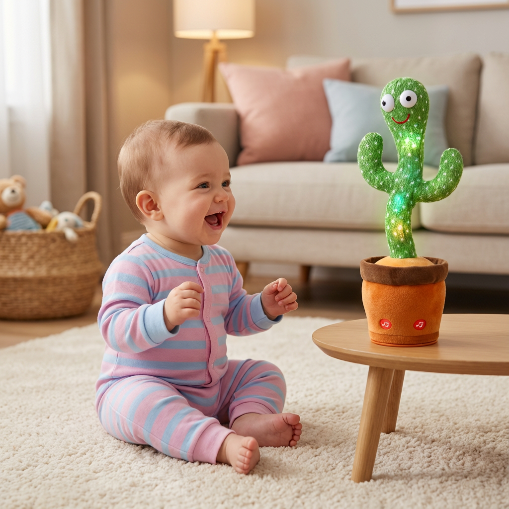 Interactive Talking Cactus Toy with Speech Repetition & Music for Engaging Learning Fun 0