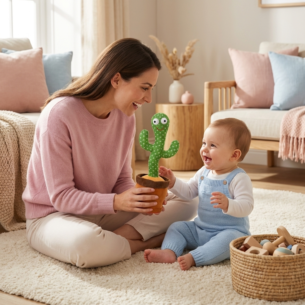Interactive Talking Cactus Toy with Speech Repetition & Music for Engaging Learning Fun 1