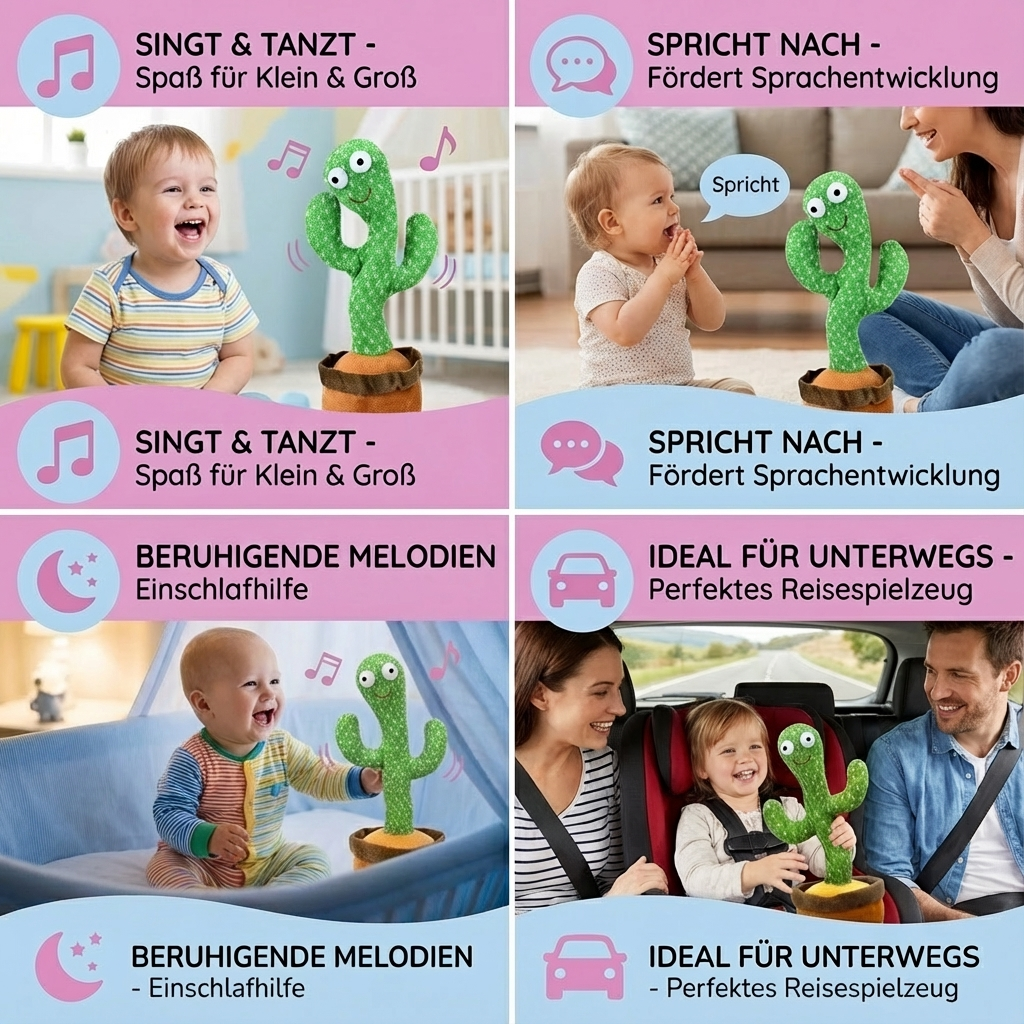 Interactive Talking Cactus Toy with Speech Repetition & Music for Engaging Learning Fun 3