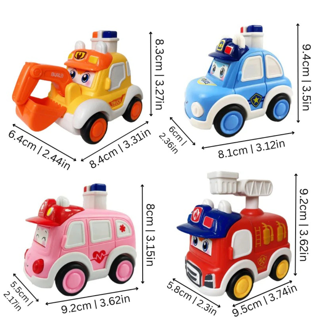 4-teiliges Rettungsfahrzeug-Actionfiguren-Set