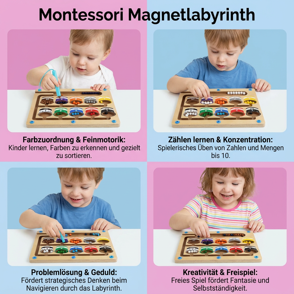 Montessori Magnetic Labyrinth | Educational Toy for Motor Skills Development | Fun Learning Experience for Kids Age 3+ 4
