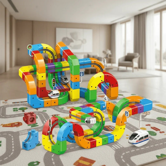 3D Eisenbahnset mit batteriebetriebener Lokomotive