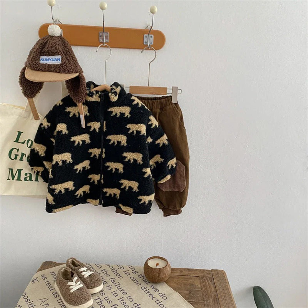 Unisex Fleece-Weste mit Bärenmotiv