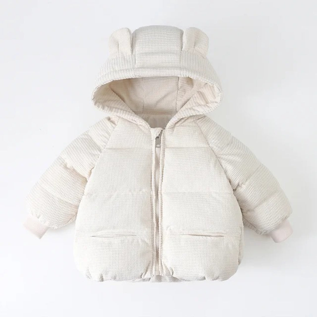 Mädchen Wintermantel mit Bärenohr-Kapuze und Bündchenärmel