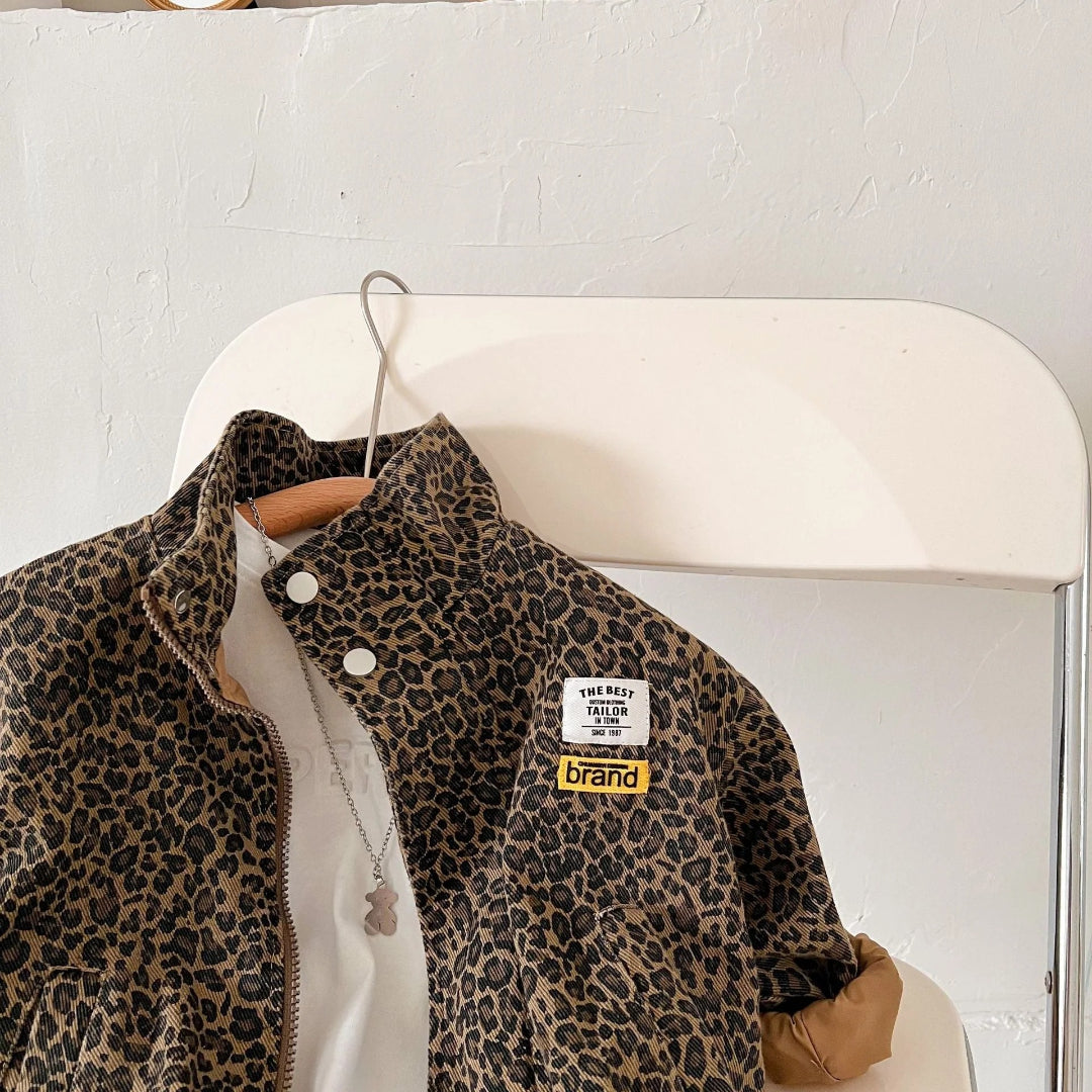 Braune Pantherdruck Baumwolljacke