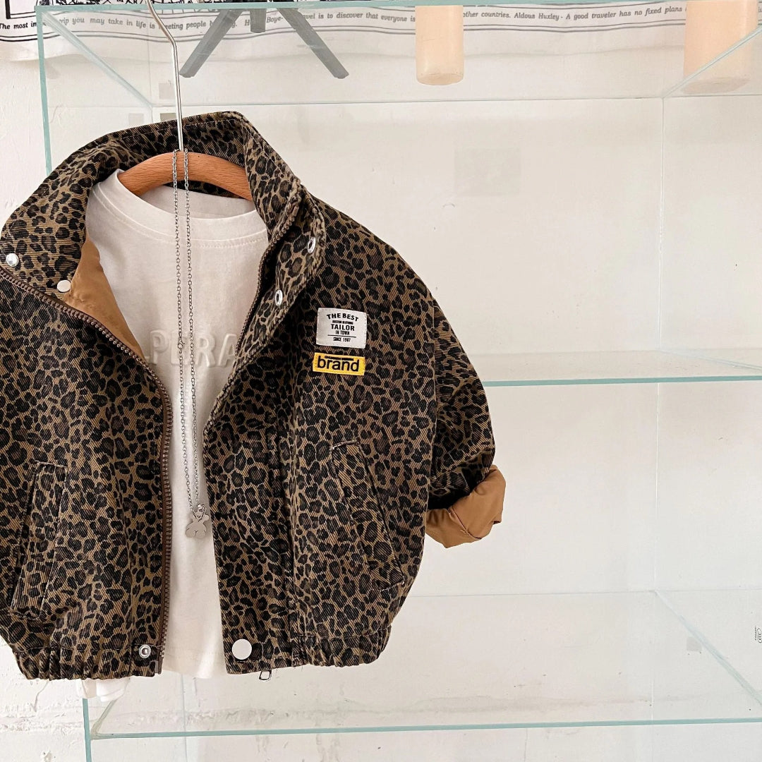 Braune Pantherdruck Baumwolljacke