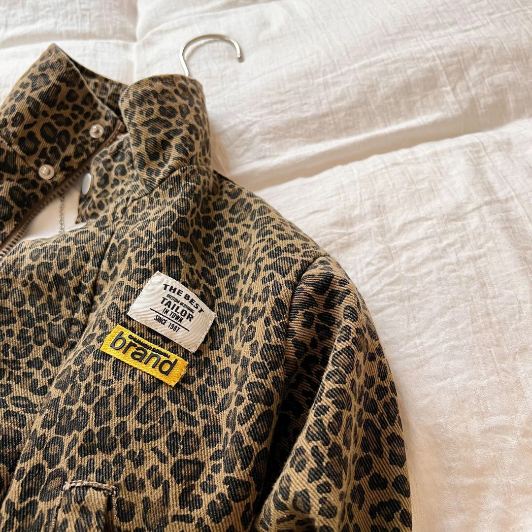 Braune Pantherdruck Baumwolljacke