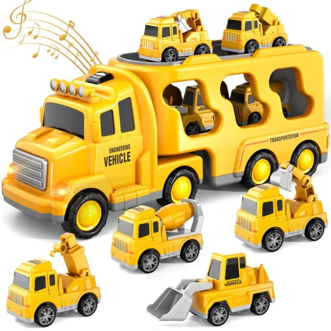 Zweischichtiger Lastwagen-Set: Feuerwehr- und Baustellenfahrzeuge