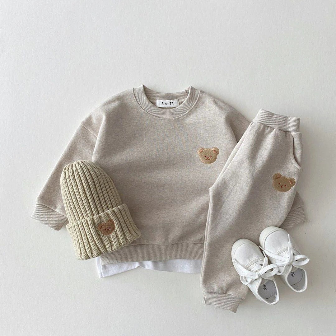 Unisex Zweiteiliger Kindertrainingsanzug mit Bärenmotiv