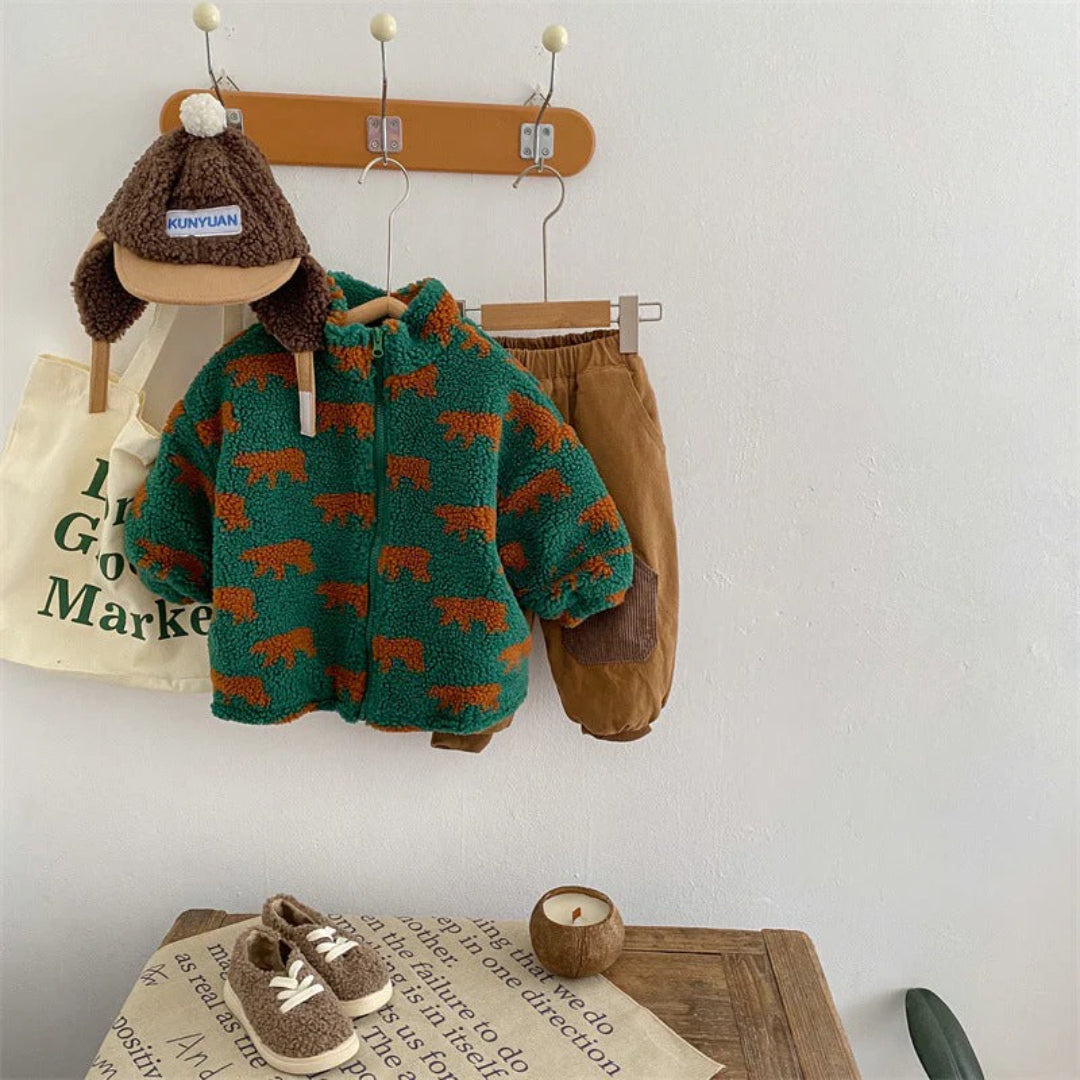 Unisex Fleece-Weste mit Bärenmotiv
