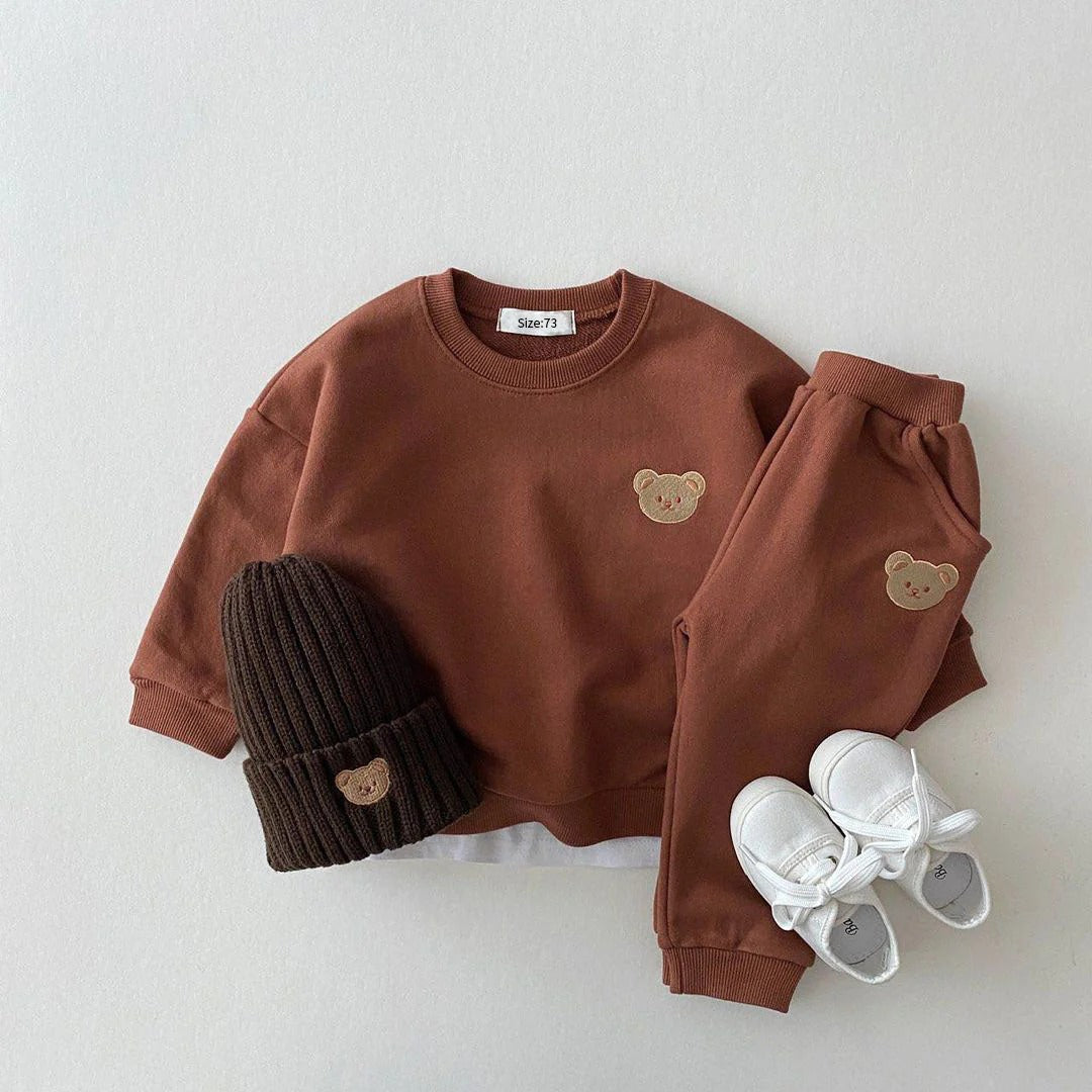 Unisex Zweiteiliger Kindertrainingsanzug mit Bärenmotiv