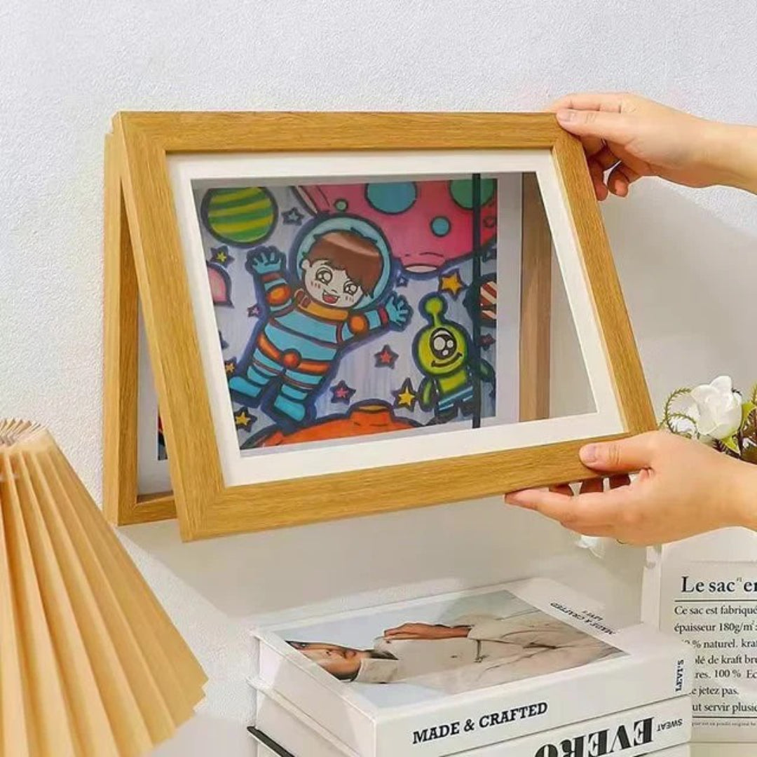 Kinderkunst-Displayrahmen mit Frontöffnung für einfache Aufbewahrung
